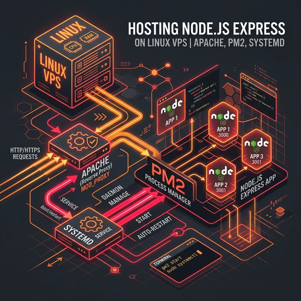 Hosting a Node.js Express application on a VPS using Apache, PM2, and Systemd